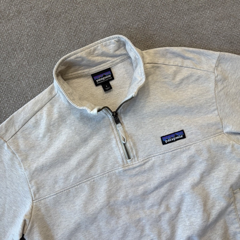 Patagonia Sweatshirt Woman's Small Ivory 1/4 Zip Organic Cotton Pullover Pockets